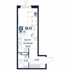 ЖК «Максималист», планировка студии, 28.47 м²