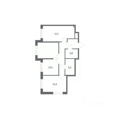 ЖК «Парусная 1», планировка 2-комнатной квартиры, 73.00 м²