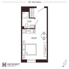 МФК «Нигилист (Concept)», планировка 1-комнатной квартиры, 23.27 м²