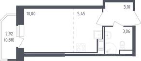 ЖК «Живи! В Рыбацком», планировка студии, 22.49 м²