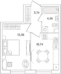 ЖК «Кинопарк», планировка 1-комнатной квартиры, 32.60 м²