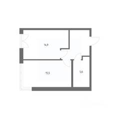 ЖК «NEWПИТЕР», планировка 1-комнатной квартиры, 43.80 м²