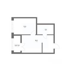ЖК «NEWПИТЕР», планировка 1-комнатной квартиры, 37.30 м²