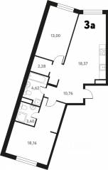ЖК «Южное Пушкино», планировка 3-комнатной квартиры, 71.43 м²