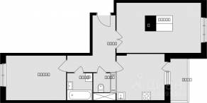 ЖК «Школьный (Климовск)», планировка 2-комнатной квартиры, 61.20 м²