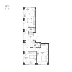 ЖК «Жилой квартал Shagal», планировка 2-комнатной квартиры, 66.50 м²