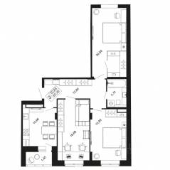 ЖК «Времена года», планировка 3-комнатной квартиры, 82.38 м²