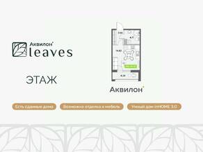 ЖК «Аквилон Leaves», планировка студии, 25.31 м²