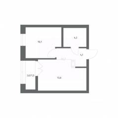 ЖК «NEWПИТЕР», планировка 1-комнатной квартиры, 33.57 м²