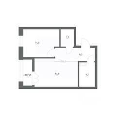 ЖК «NEWПИТЕР», планировка 1-комнатной квартиры, 40.07 м²
