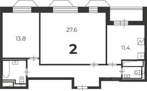ЖК «Родина Переделкино», планировка 2-комнатной квартиры, 70.40 м²