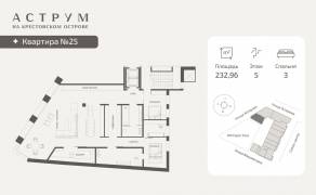 МФК «ASTRVM», планировка 3-комнатной квартиры, 232.96 м²