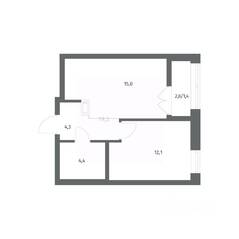ЖК «NEWПИТЕР», планировка 1-комнатной квартиры, 37.20 м²