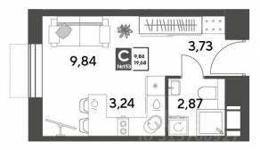 ЖК Арт-квартал «Публицист», планировка студии, 19.68 м²