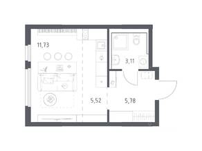ЖК «Пригород Лесное», планировка студии, 26.14 м²