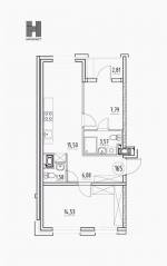 МФК «Нигилист (Concept)», планировка 2-комнатной квартиры, 49.05 м²