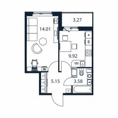 ЖК «Полис ЛАВрики», планировка 1-комнатной квартиры, 32.20 м²
