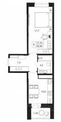ЖК «Времена года», планировка 1-комнатной квартиры, 40.95 м²