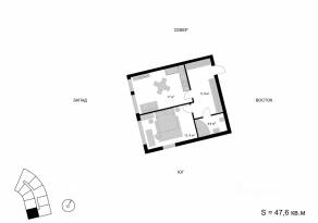 ЖК «Мытищи-Сити», планировка 2-комнатной квартиры, 47.60 м²