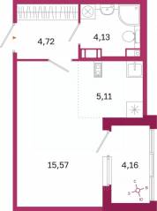 ЖК «Дом на Курской», планировка студии, 31.61 м²