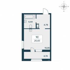 ЖК «Расцветай в Янино», планировка студии, 29.00 м²