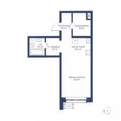 ЖК «Цветочный город», планировка студии, 38.90 м²