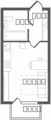 ЖК «Ювента», планировка студии, 24.40 м²