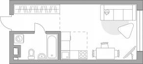 ЖК «Тринити-3», планировка студии, 29.37 м²