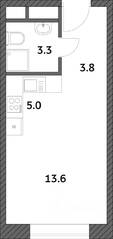 ЖК «Городские истории», планировка студии, 25.79 м²