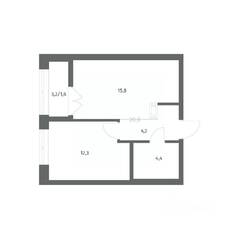 ЖК «NEWПИТЕР», планировка 1-комнатной квартиры, 38.30 м²