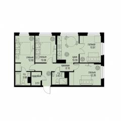 ЖК «ID Murino III», планировка 4-комнатной квартиры, 75.07 м²