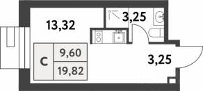 ЖК «Smart Garden», планировка студии, 19.80 м²