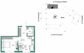 ЖК «Страна.Парковая», планировка 2-комнатной квартиры, 37.70 м²