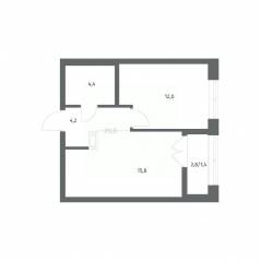 ЖК «NEWПИТЕР», планировка 1-комнатной квартиры, 37.77 м²