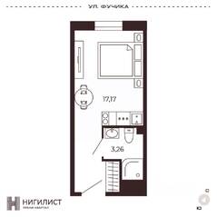 МФК «Нигилист (Concept)», планировка 1-комнатной квартиры, 20.43 м²