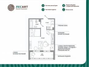 ЖК «ЛесART», планировка студии, 31.07 м²