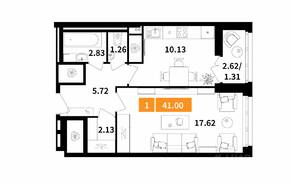 ЖК «Планерный квартал», планировка 1-комнатной квартиры, 41.00 м²