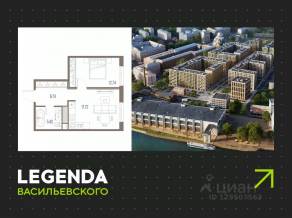 ЖК «LEGENDA Васильевского», планировка 1-комнатной квартиры, 42.60 м²