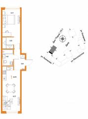ЖК «Страна.Парковая», планировка 1-комнатной квартиры, 46.92 м²