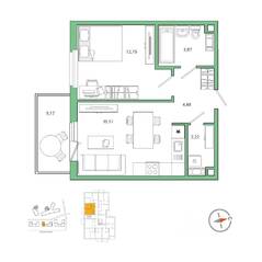 ЖК «IQ Гатчина», планировка 1-комнатной квартиры, 40.20 м²