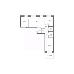 ЖК «NEWПИТЕР», планировка 3-комнатной квартиры, 82.36 м²
