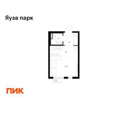 ЖК «Яуза парк (ПИК)», планировка студии, 23.70 м²