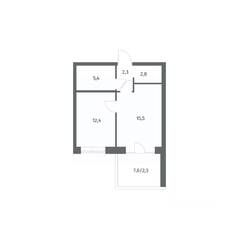 ЖК «NEWПИТЕР», планировка 1-комнатной квартиры, 40.73 м²