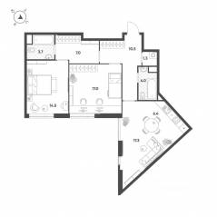 МФК «Voxhall», планировка 3-комнатной квартиры, 81.70 м²