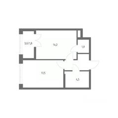 ЖК «NEWПИТЕР», планировка 1-комнатной квартиры, 39.60 м²