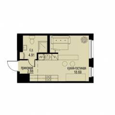 ЖК «ID Murino III», планировка студии, 26.48 м²
