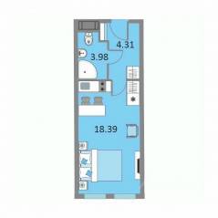 Апарт-комплекс «Начало», планировка студии, 26.20 м²