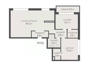 ЖК «Vnukovo Country Club», планировка 3-комнатной квартиры, 99.00 м²