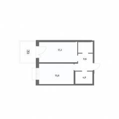 ЖК «Парусная 1», планировка 1-комнатной квартиры, 50.00 м²