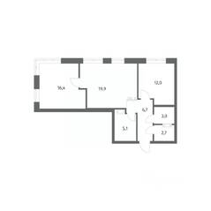 ЖК «NEWПИТЕР», планировка 2-комнатной квартиры, 65.75 м²